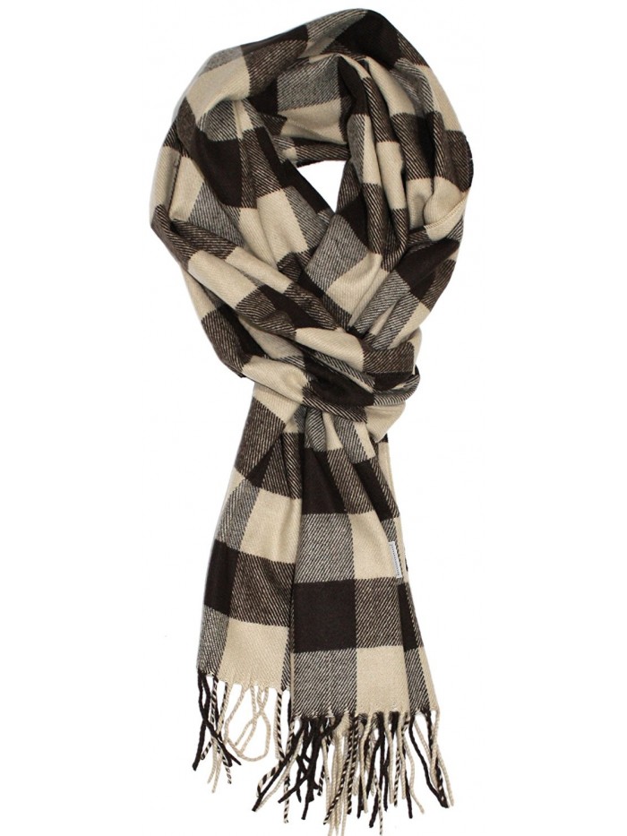 Ted and Jack - Jack's Classic Cashmere Feel Buffalo Check Scarf - Tan/Brown - C0126SKZ6AF