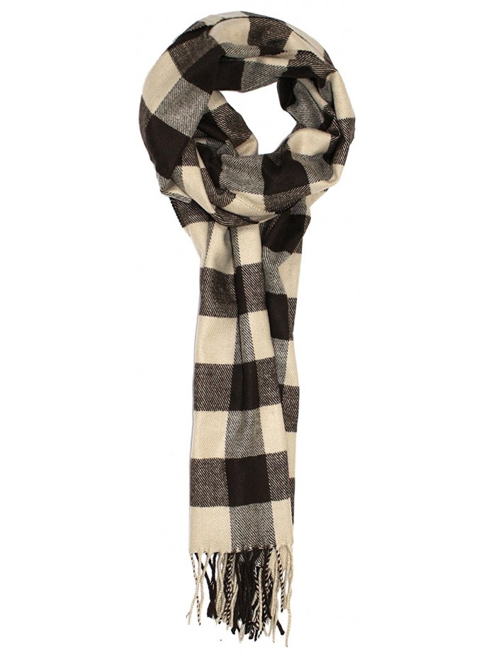 Jack's Classic Cashmere Feel Buffalo Check Scarf - Tan/Brown - C0126SKZ6AF