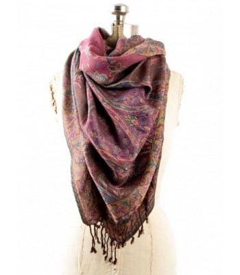 Pashmina Paisley Traditional Jacquard Burgundy in Wraps & Pashminas