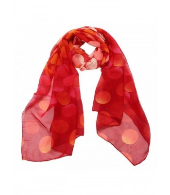 Deamyth Women Chiffon Scarf Dots Printing Long Shawl Wrap Stole Headscarf Fall Winter - Watermelon Red - CE12O9AM200
