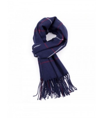 R.C.Y. Cashmere Feel Scarf Plaid Wrap Shawl Blanket - Navy - CP187MGI3X5