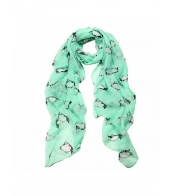 Penguin Print Pashmina Scarf- Luweki Soft Neck Shawl Scarves Stole Wraps - Green - CI12MA48YNC