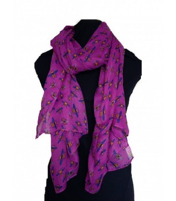Pamper Yourself Now Women's Bumble Bee Design Long Scarf - Pink - CW11MYH4GWR