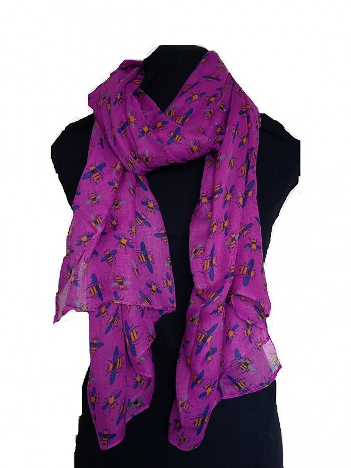 Pamper Yourself Now Women's Bumble Bee Design Long Scarf - Pink - CW11MYH4GWR