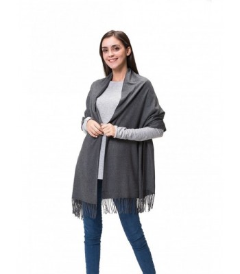 Lemef Women Large Soft Cashmere Feel Pashmina Shawl Wrap Winter Warm Scarf - Dark Gray - CL189L24QOL