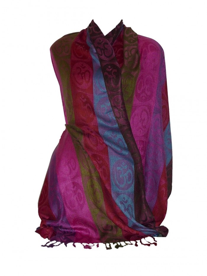 Om Circles Prayer Meditation Shawl 28" X 72" Rayon Doubleweave (Multi-color pink) - Multi-color pink - CT119TBRI8F