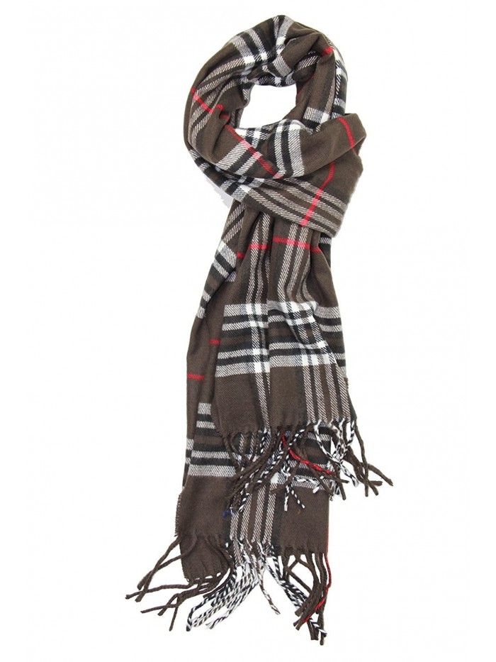 Achillea Scottish Tartan Plaid Cashmere Feel Winter Warm Scarf Unisex - Brown Plaid - C5186A9H3WX