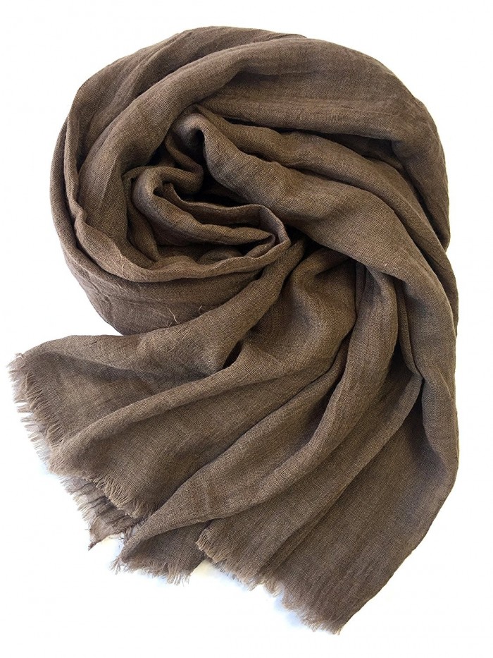 MolVee Linen Feel Warm Scarves Shawl Women All Seasons Wrap Beach Towel - 03-coffee - CI185YDKWK4