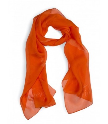 Women's 100% Italian Silk Chiffon Scarf - Tangerine - C811HJ30NA9