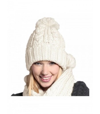 Jelinda Women Warm Knitted Scarf and Hat Winter Set - White - C712O3QNXL0