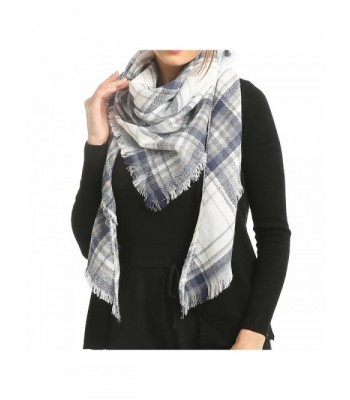 Blanket Scarf Poncho Plaid Women - Unisex Kimono Fashion Scarves - Gray - CD1882QT5G7