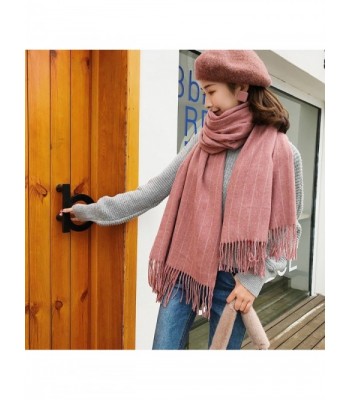 Womens Fringe Striped 70CMx200CM 02 Pink in Wraps & Pashminas