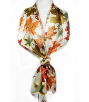 Imagine If... Silk Feel Scarf - Vibrant Autumn Leaves on Ivory - CD12JEKIEFB