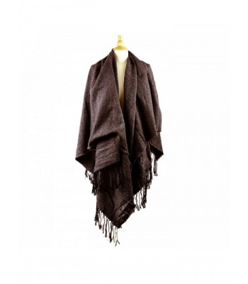 The Elixir Winter Knitted Poncho Cape Shawls Cardigans Sweater Tessel Wraps - Brown - CP12N38SLD7
