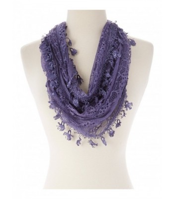 Tan's Women Lightweight Delicate Lace Infinity Scarf with Teardrop Fringes - 4 MediumPurple - C712HWAV1CH