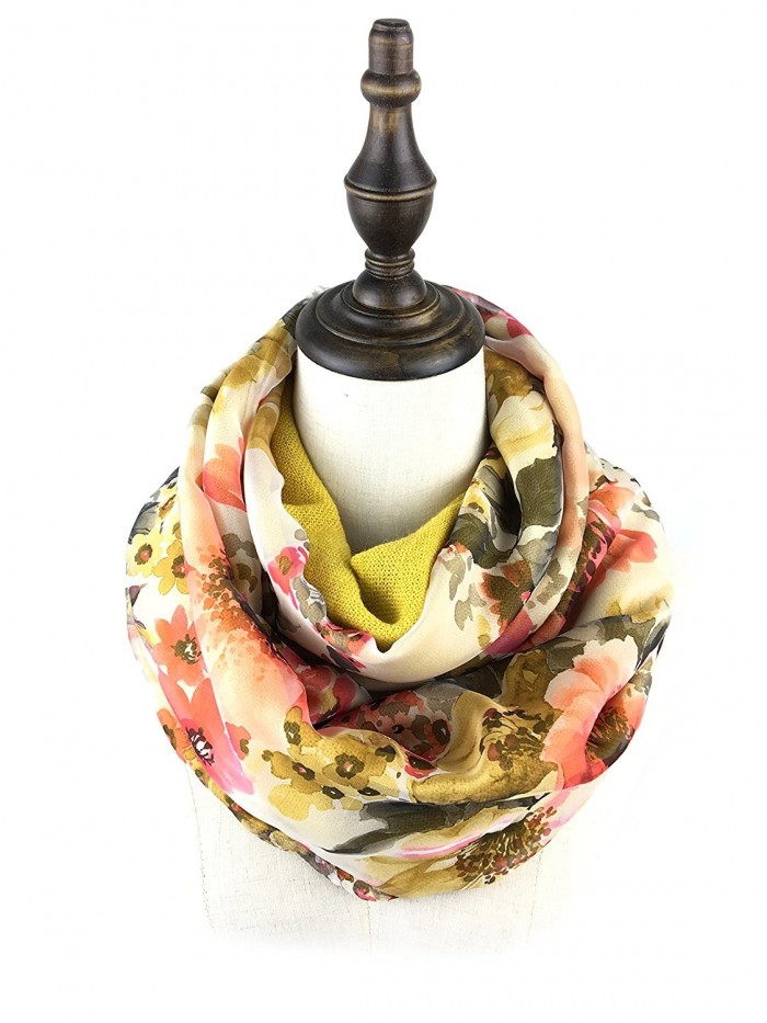 Bruceriver Women's Double Layer Reversible Circle loop Infinity Scarf - Golden Rod - C112G4787RH
