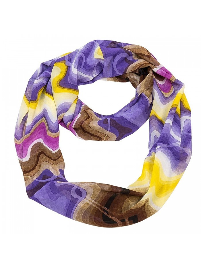 Wave Design Infinity Scarf - Brown - CH11MQN6ZTB