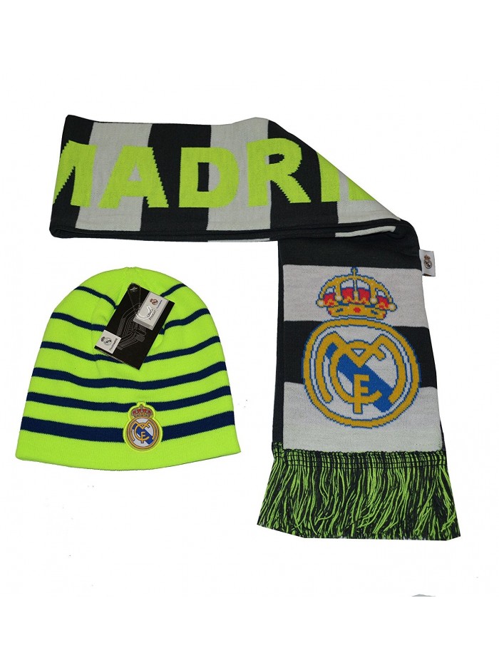 Real Madrid Set Beanie Skull Cap Hat and Scarf Reversible New Season 2015-2016 - Neon - CW126CL1TTD