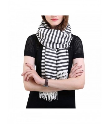 YAOSEN Classic Black and White Striped Scarf Warm Fringed Shawl - C6185A7KMZ2