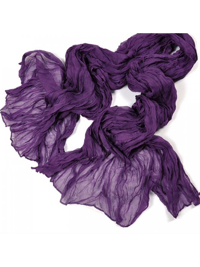 CreazyWomens Girl Candy Color silk chiffon scarf Wrap Shawl Pashmina Scarves - Purple - CH129GXFJQX