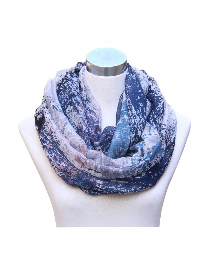 Lucky Leaf Women Lightweight Cozy Infinity Loop Scarf with Various Artist Print - Floral Blue - CQ17XQ6CT0C