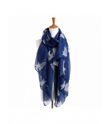 Women Warm Wrap Scarf- Bolayu Lady Penguin / Cat Print Voile Shawl Rectangle Scarves - Navy - CS188NCCHAH