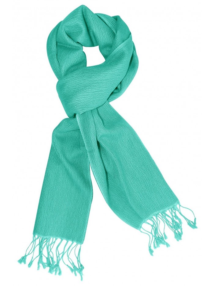 Peach Couture Extremely Soft Luxury Cashmere and Silk Scarf Stole Muffler - Turquoise - C511P5I973P