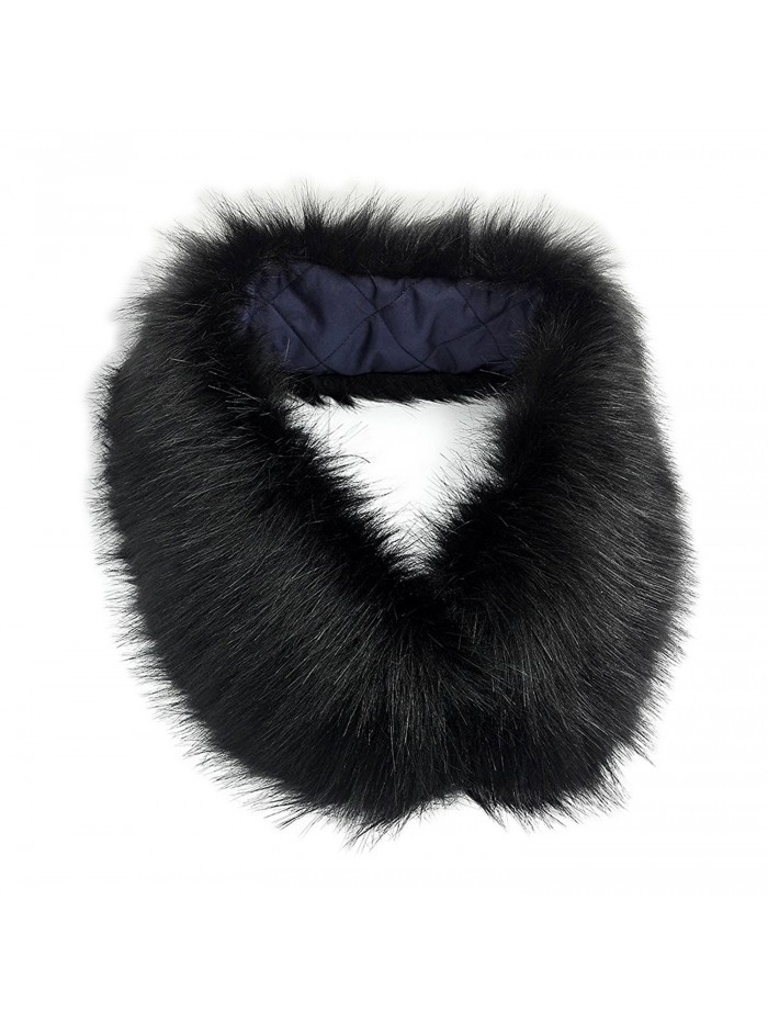 Modelshow Imitation Faux Fur Long Detachable False Collar Scarf Neck Wrap Neckerchiefs for Coat - Black - C3187IWL6ZI