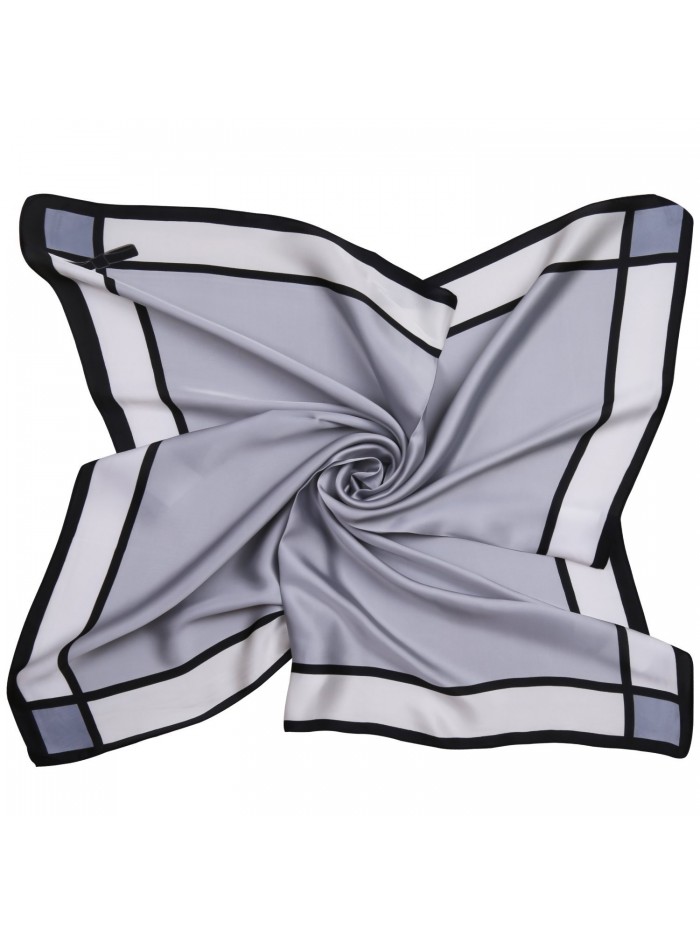 SOJOS Silk Scarf Women's Large Square Satin Neck Scarf Hairscarf 27.5 x 27.5 inches SC303 - A2 Grey Bowknot - CN186RCHW26