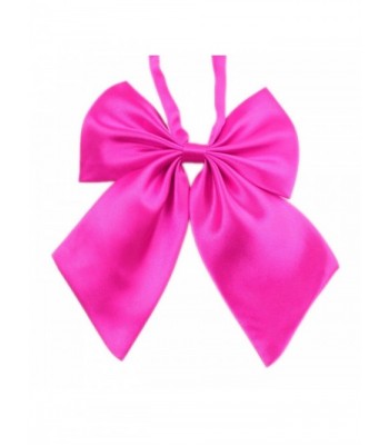 TopTie Women Pre-Tied Bow Ties Solid Color Bowknot Neckwear - RoseRed - CV12E1Z8MMT