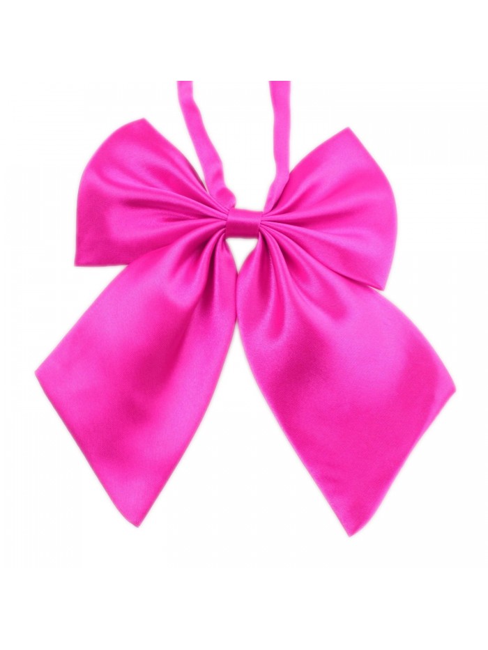 TopTie Women Pre-Tied Bow Ties Solid Color Bowknot Neckwear - RoseRed - CV12E1Z8MMT