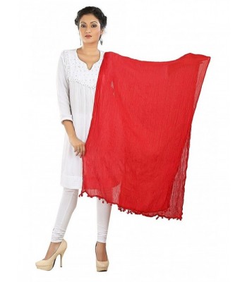 Dancing Girl Ethnic Cotton Dupatta Scarf Chunni for Women - Red - CP183GX5CLA