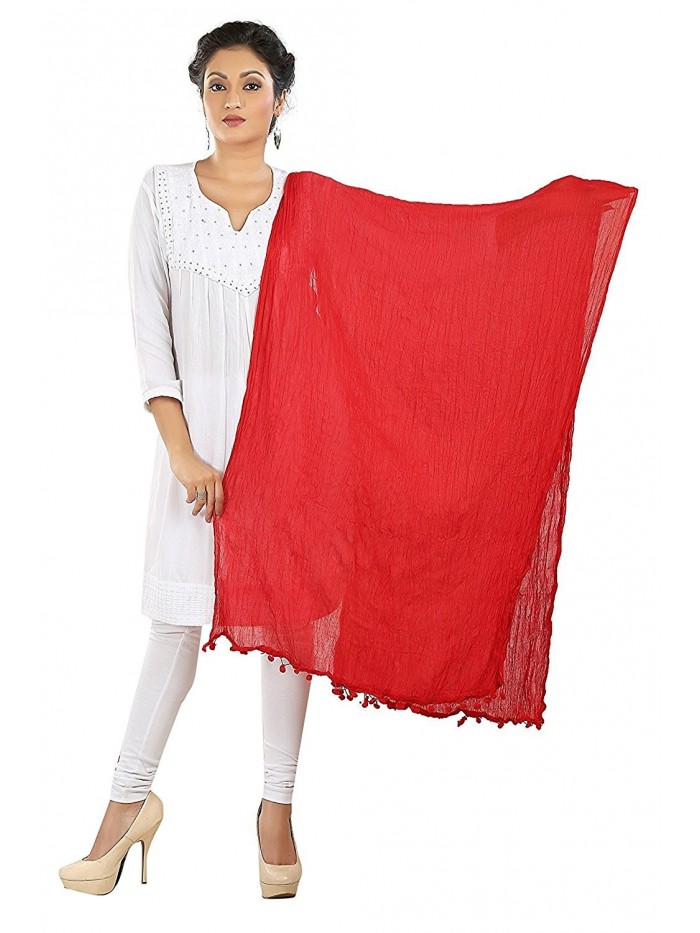 Dancing Girl Ethnic Cotton Dupatta Scarf Chunni for Women - Red - CP183GX5CLA