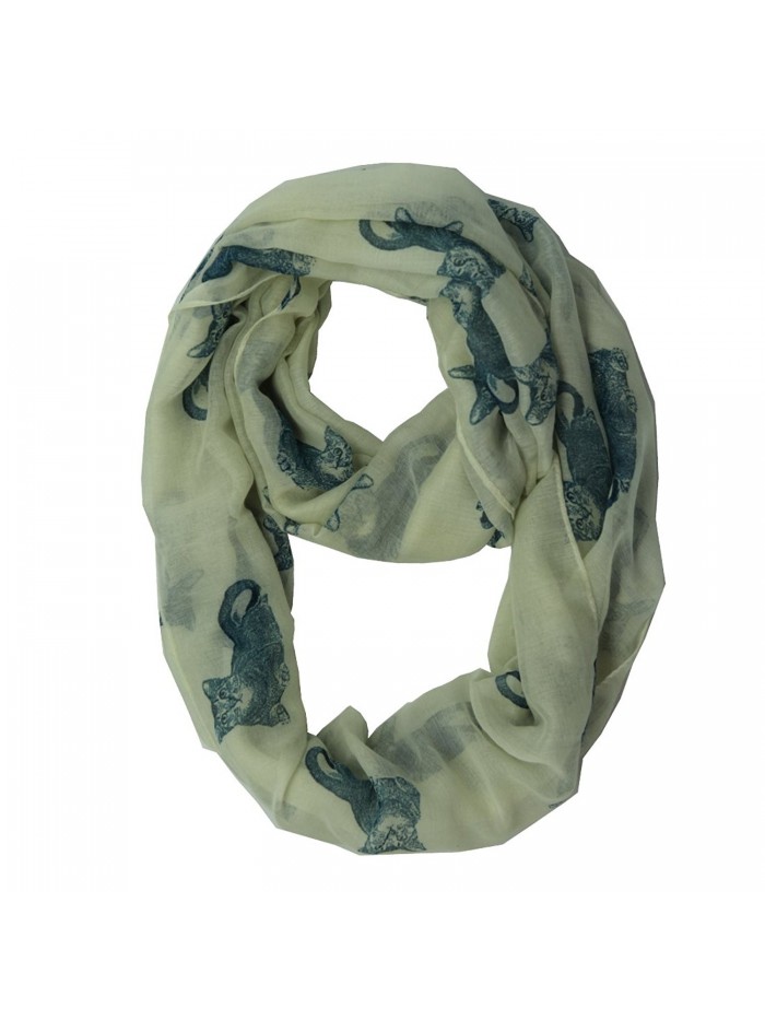 MissShorthair Lightweight Infinity Scarf Circle Cat Print Women Scarves - Cream - C0189RK6QZC