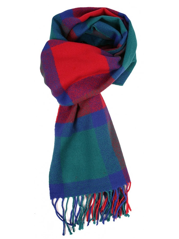 Love Lakeside-Women's Cashmere Feel Winter Plaid Scarf Teal Blue - C71287OG1IH