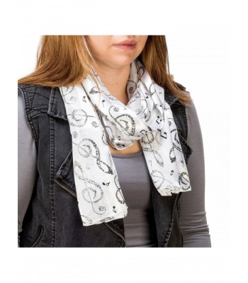 Black White Music Note Scarf