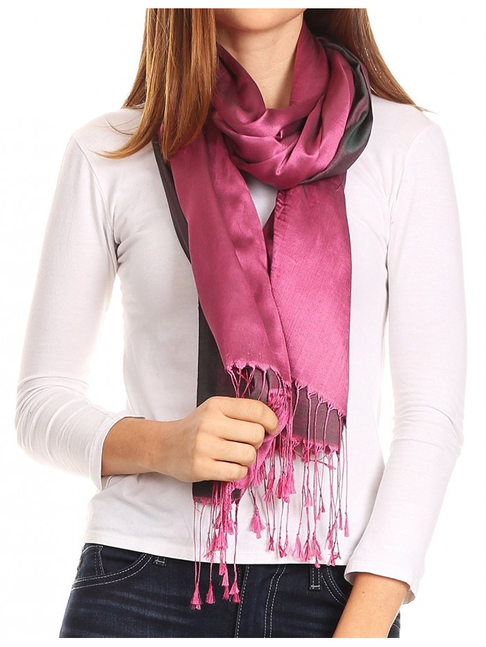 Sakkas Carine Reversible Soft Solid Slight Shimmer Pashmina/ Shawl/ Wrap/ Stole - Fuchsia - CH185QK6TTD