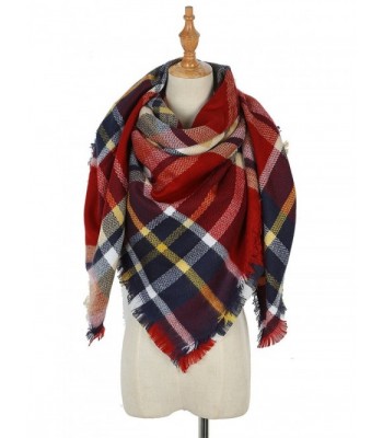 Warm women Tartan Scarf winter Blanket Shawl - Small Red Lattice - C2187ZLE9Y2