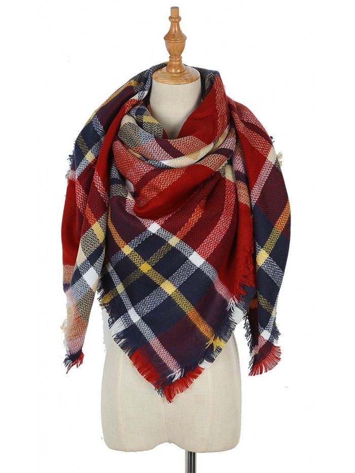 Warm women Tartan Scarf winter Blanket Shawl - Small Red Lattice - C2187ZLE9Y2