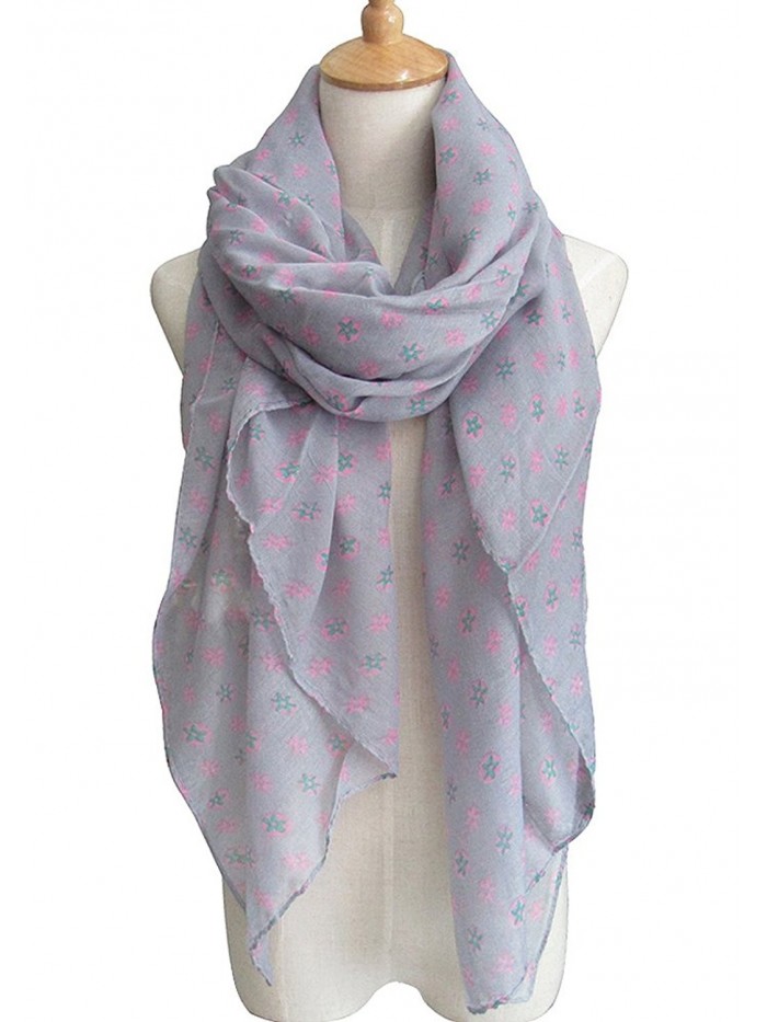 Women's Fashion Party Shawl Star Printed Spring Summer Scarves Girls Gift - Gray - C517YLTOCMT
