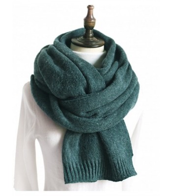 Women Knit Scarf- Faurn Thick Warm Soft Simple Neck Scarves Lambswool Pashmina Feel - Green - CA1888M8RXO