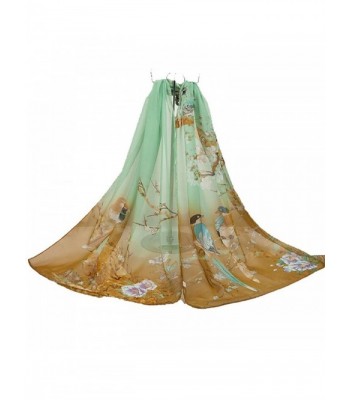 HENGSONG Women Ladies Elegant Chiffon Scrawl Flower Printed Wrap Scarf 63x9.6inches - Color 10 - C612NR34KOH