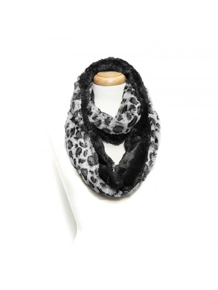 Sophia 2 Tone Leopard Fur Infinity Scarf - Black - CD11BN2KFNN