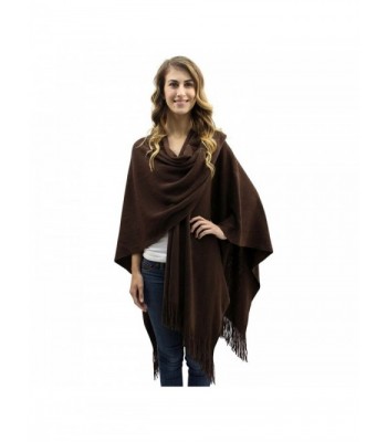 Brown Knit Shawl Wrap For Women - C811GQUV4QJ