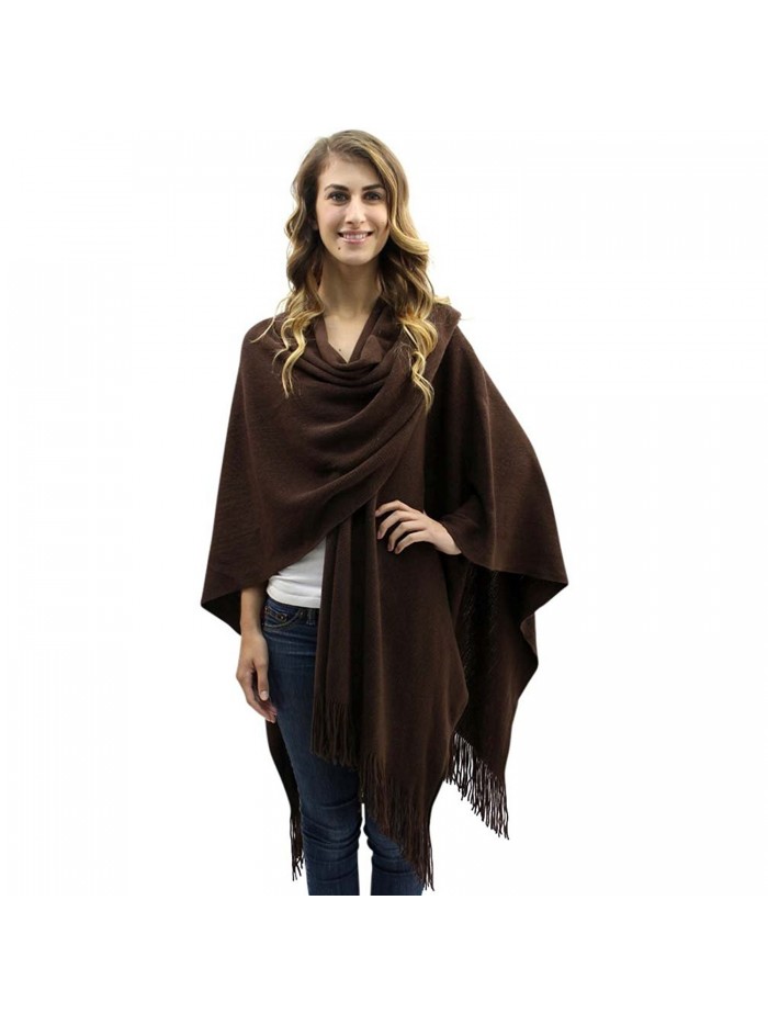 Brown Knit Shawl Wrap For Women - C811GQUV4QJ