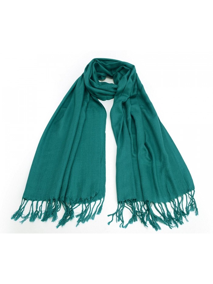 REINDEER Priemium Solid Color Pashmina Cashmere Thick Soft Silk Wool Scarf Wrap Shawl US Seller - Teal - C4128551KST