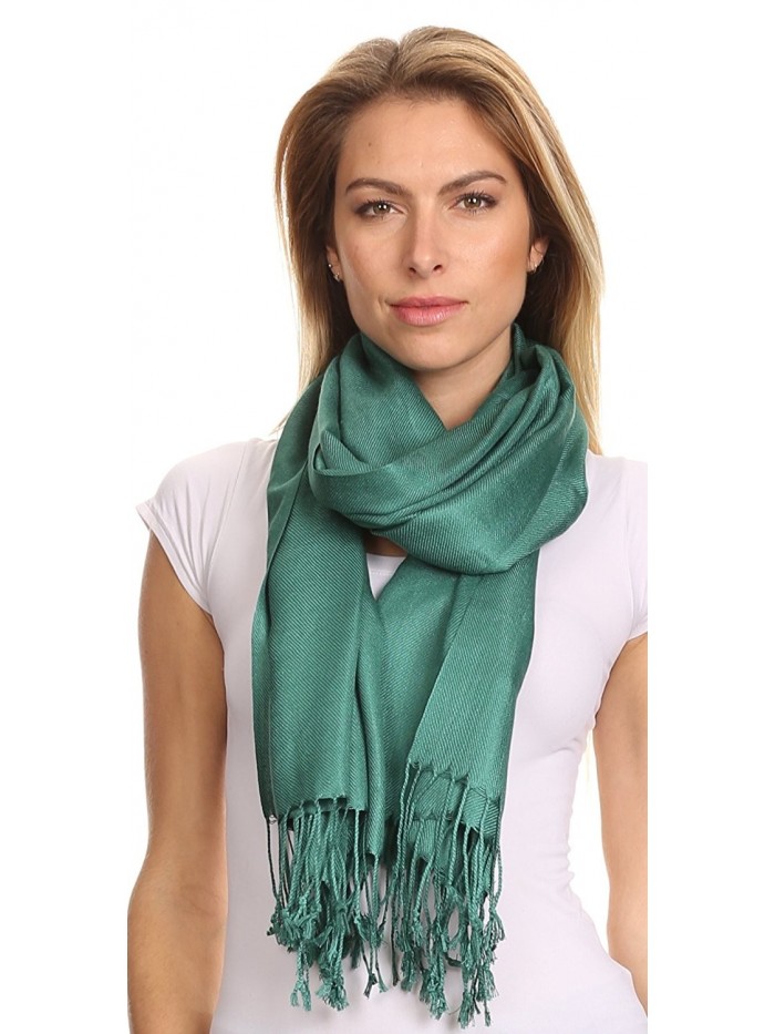 Sakkas Silky Solid Soft Pashmina Shawl Wrap Stole - Teal - CY113PH2SKR