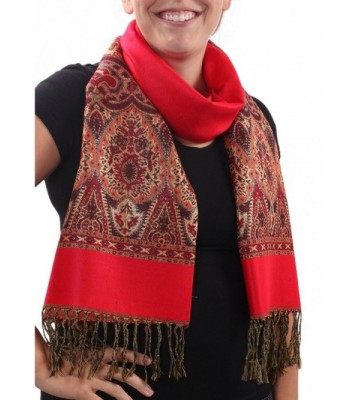 Alice Blake Premium Metallic Paisley Pashmina Scarf Shawl Wrap w/FREE Gift Box - Red - CW187WCHI6G