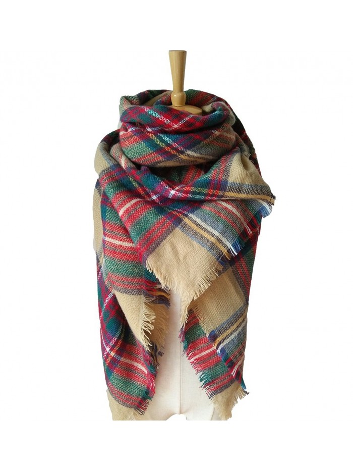 VirgoL Women's Stylish Tartan Tassels Scarf Soft Plaid Cape Blanket Warm Shawl Wraps - Camel - CW1868RR42I
