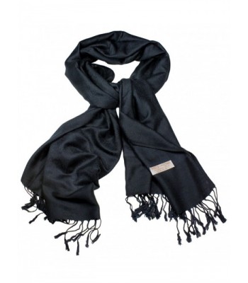 Women's Soft Pashmina and Silk Scarf Shawl Wrap by bogo Brands - Black - C012NZRCBOO